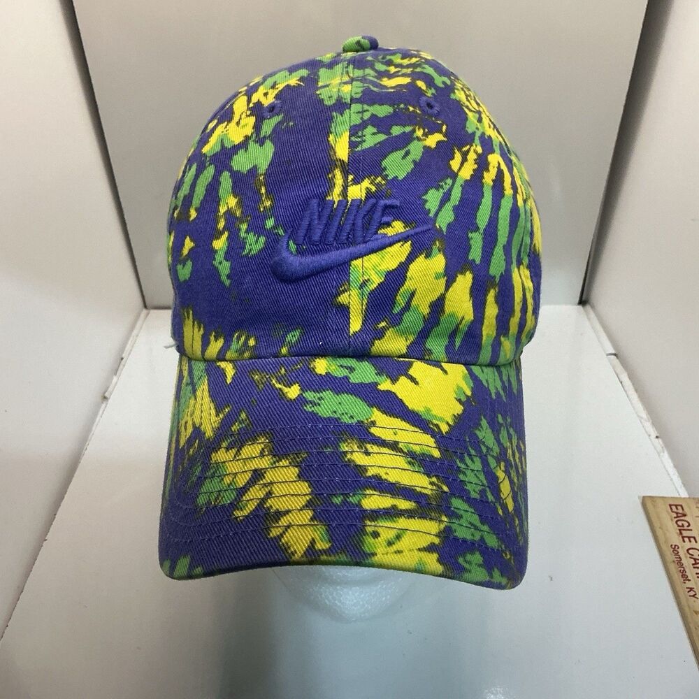Nike Heritage86 S1ZE Camo Hat Men’s One Size Purple Green Yellow Strapback